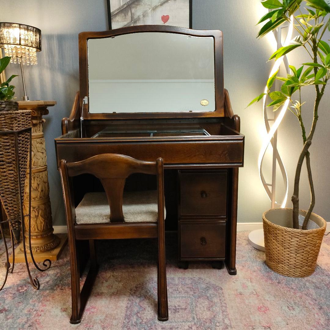 【たろいも】ATLANTA ドレッサー ＆ワゴン 鏡付き収納デスク