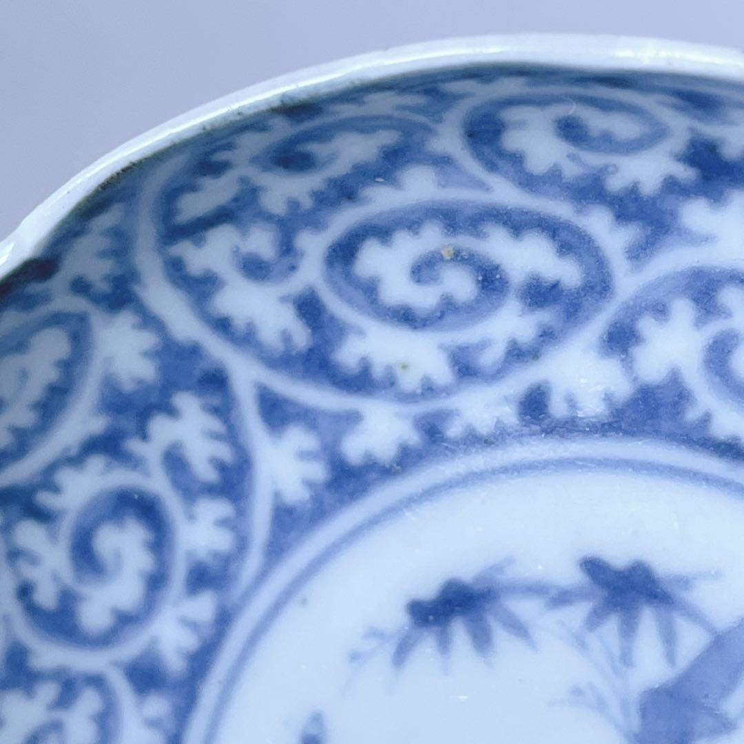 古伊万里　染付　逆蛸唐草　小皿　骨董