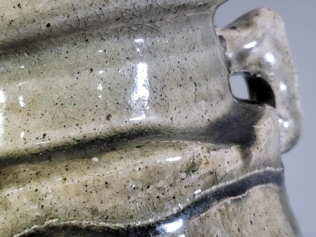 茶道具 伊賀 双耳 花生 古美術 DT403