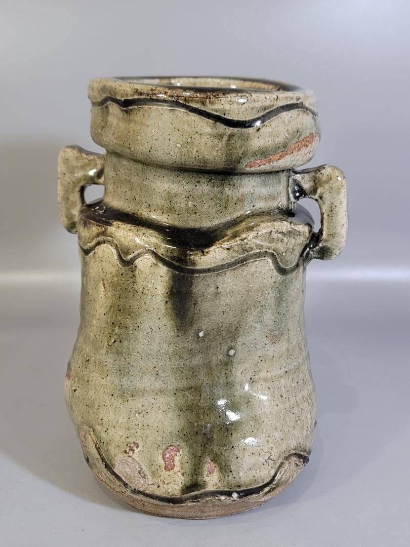 茶道具 伊賀 双耳 花生 古美術 DT403