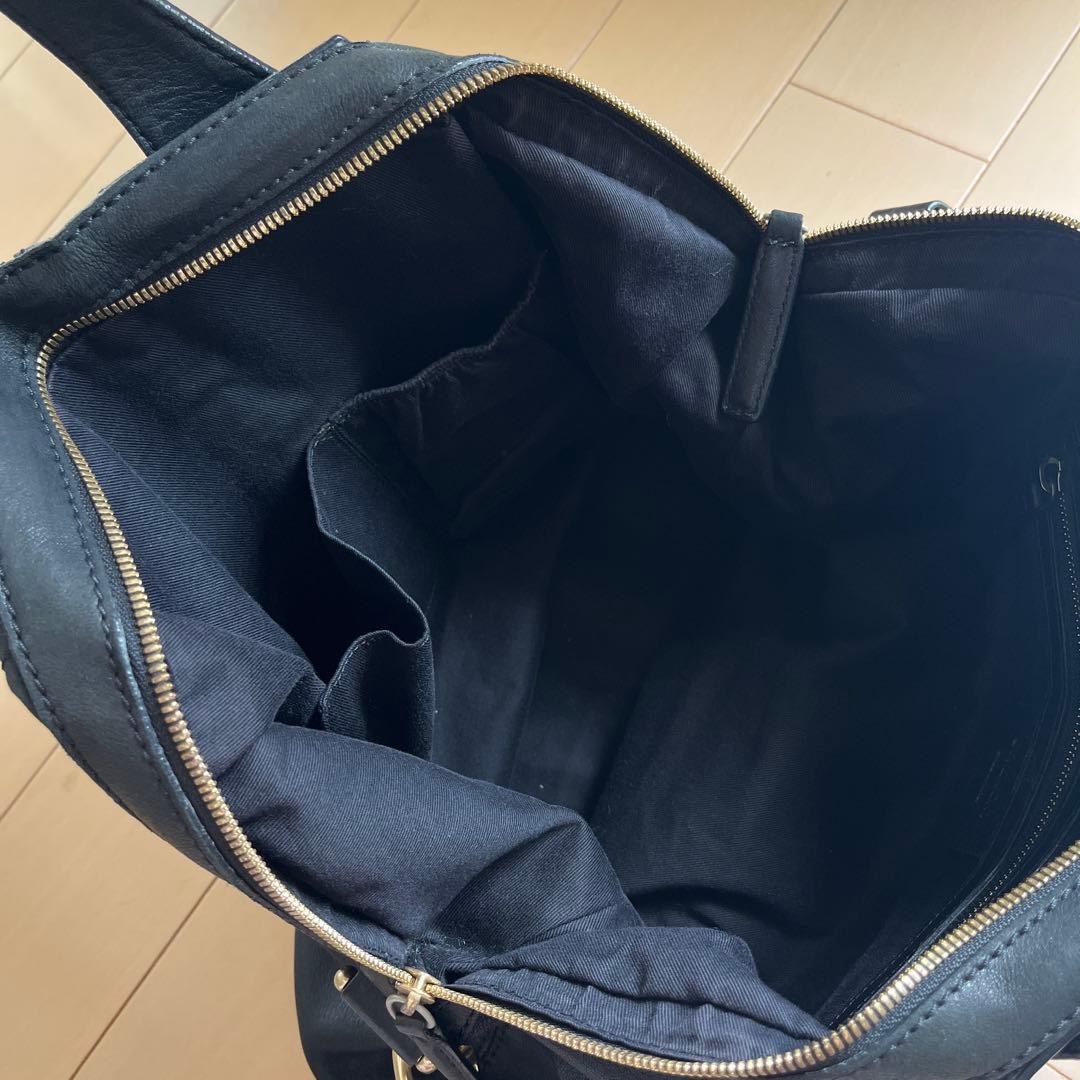 【goki】ブラックレザー 2wayショルダーバッグ