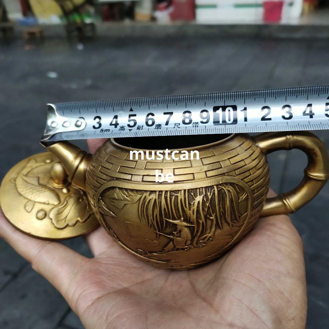銅器 茶壺 釣り翁茶壺 酒壺 茶道具 煎茶器 工芸品 置物