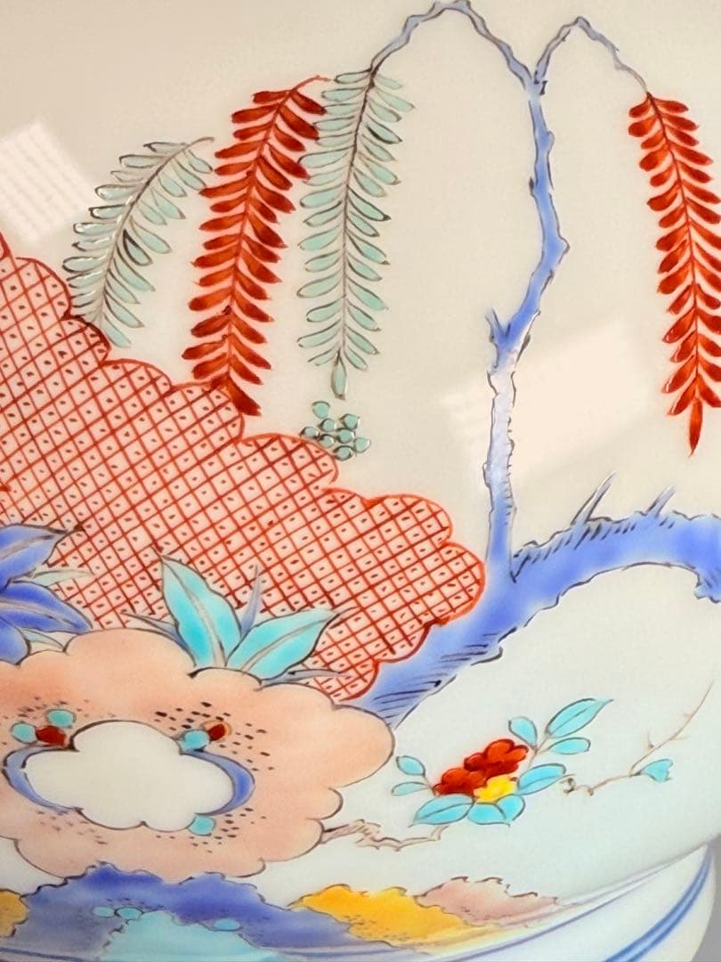 十一代酒井田柿右衛門　渦福　錦花鳥図花瓶　共箱　本物保証　明治～大正時代製