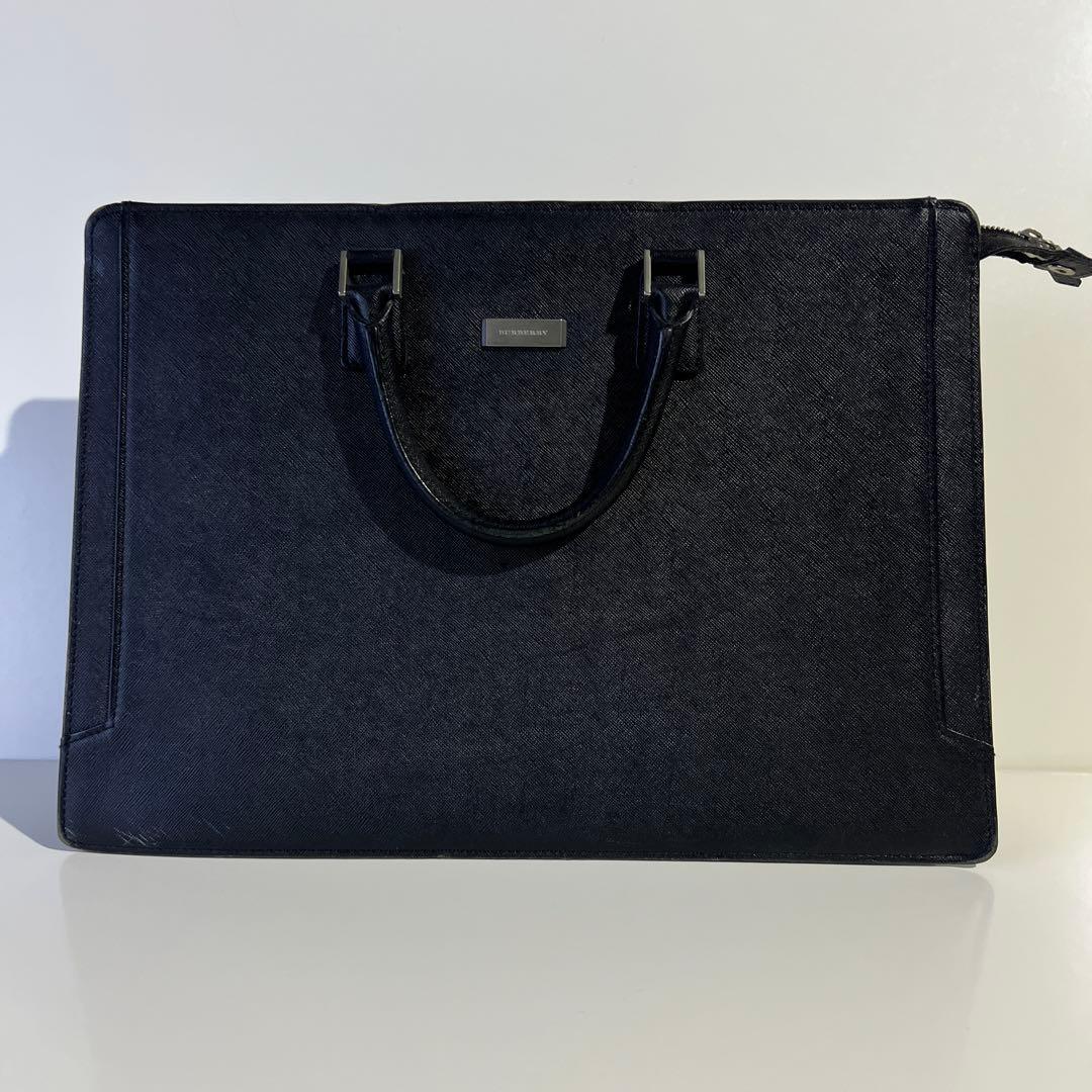 BURBERRY ビジネスバッグ レザー 黒 台形 A4可