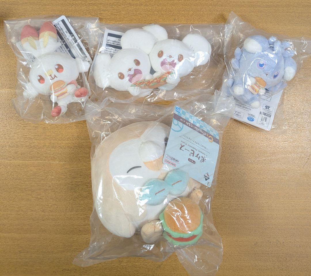 一番くじ　ポケピース　モクロー　ニャスパー　ワッカネズミ　ヒバニー　ぬいぐるみ