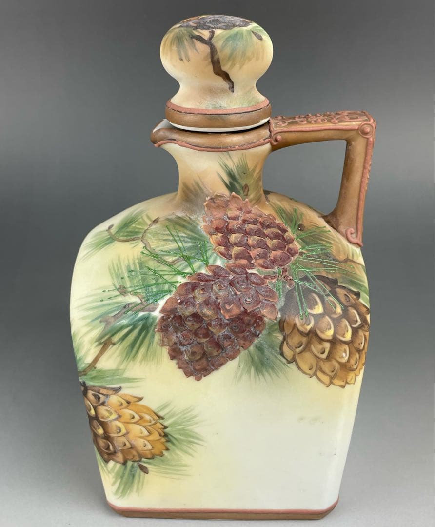 【希少】オールドノリタケ 松ぼっくり紋ウィスキージャグ モールド 盛上げ 松笠