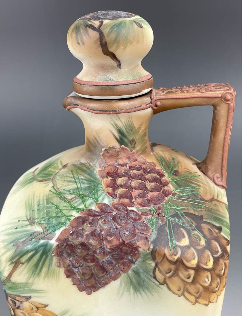 【希少】オールドノリタケ 松ぼっくり紋ウィスキージャグ モールド 盛上げ 松笠