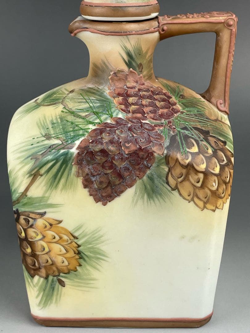 【希少】オールドノリタケ 松ぼっくり紋ウィスキージャグ モールド 盛上げ 松笠