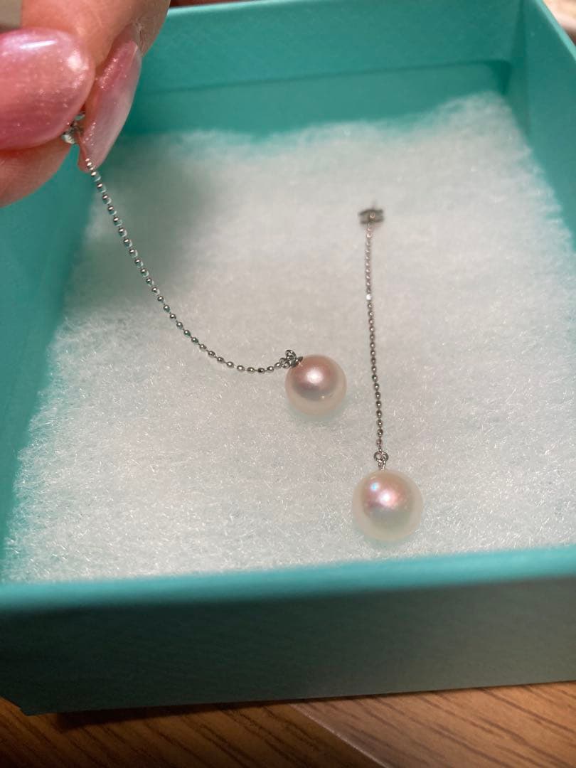 アコヤ真珠k18WGロングチェーンピアス新品同様　送料無料！