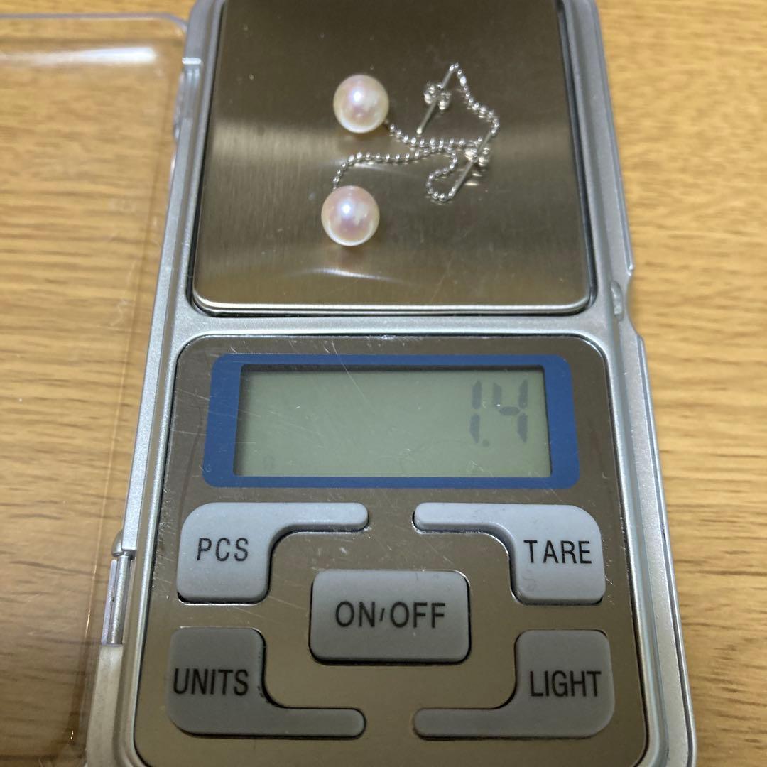 アコヤ真珠k18WGロングチェーンピアス新品同様　送料無料！