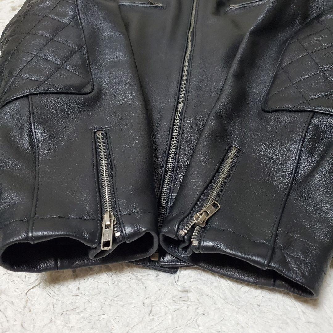 極美品 希少サイズ BOLINI レザー シングル ライダース 50 ブラック