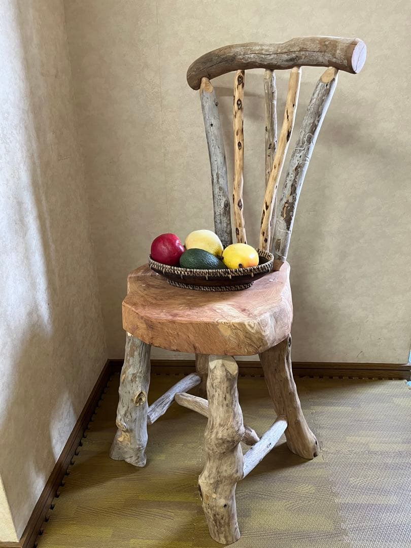 流木の椅子花台スツール流木インテリアディスプレイ台丸太輪切り切り株