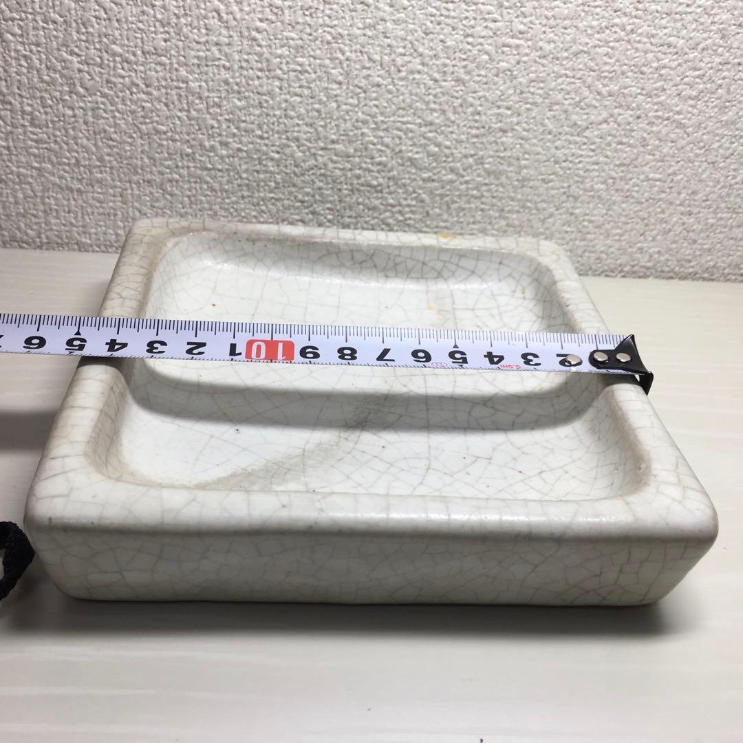 中国陶磁　哥窯 四方皿　自家藏出 仿宋御窯「哥窯」風花器　壺陶芸　骨董品　書道具