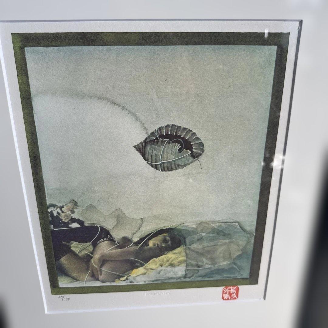 瞬間的お値下げ‼️池田満寿夫　リトグラフ　海と女性 黒フレーム