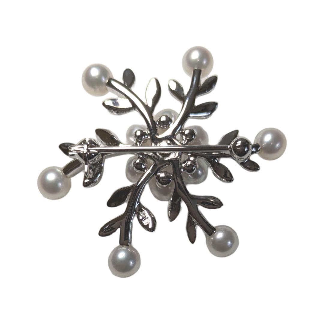 【新品同様】MIKIMOTOミキモト　ブローチ　パール　シルバー　箱付き　結晶