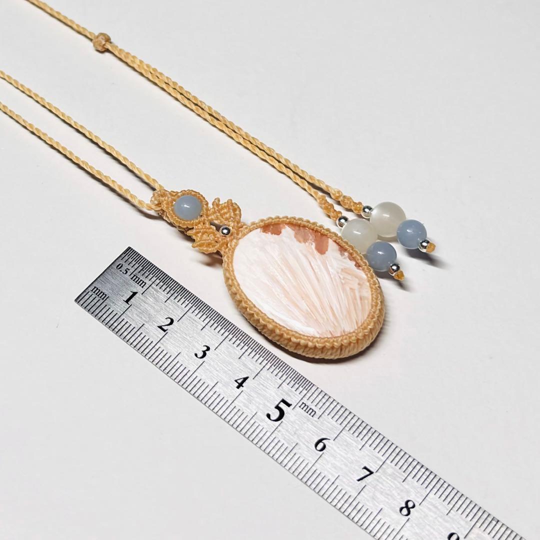 #2116 ♡ピンクスコレサイト&ムーンストーン天然石♡マクラメネックレス