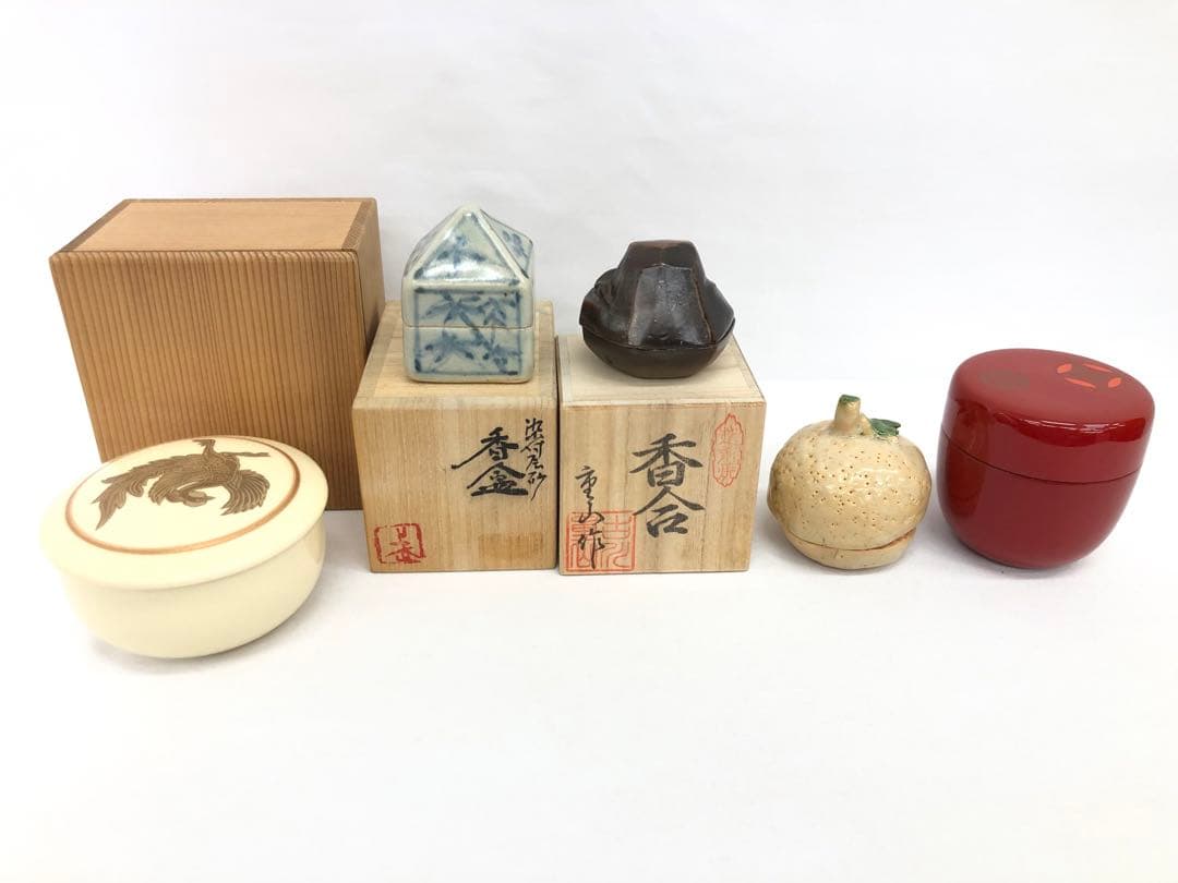 茶道具　香合4点・棗1点　計5点セット　まとめ売り《こ157》 #江戸小もーん