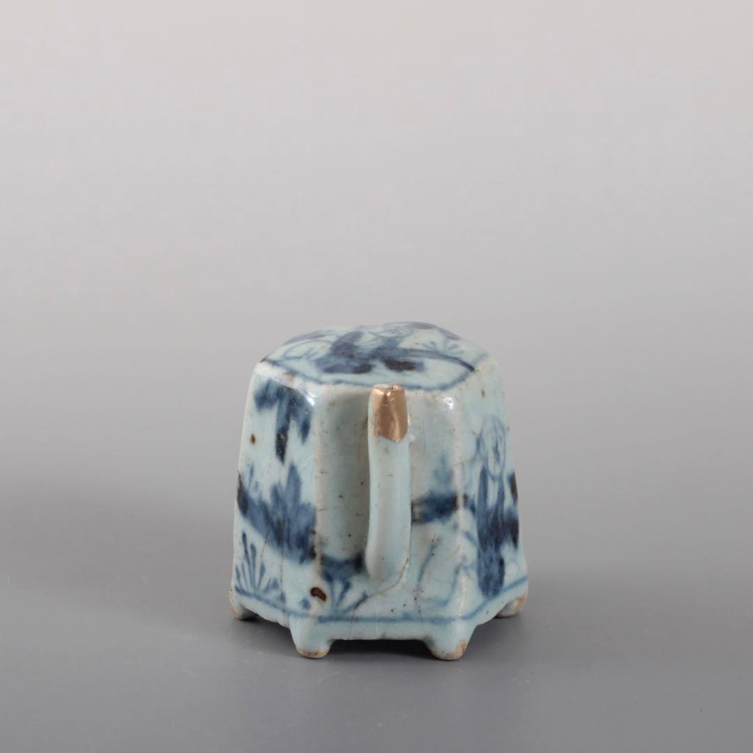 青花 六角 面取 水滴 清朝期 中国美術 古美術 文具 古道具 アンティーク