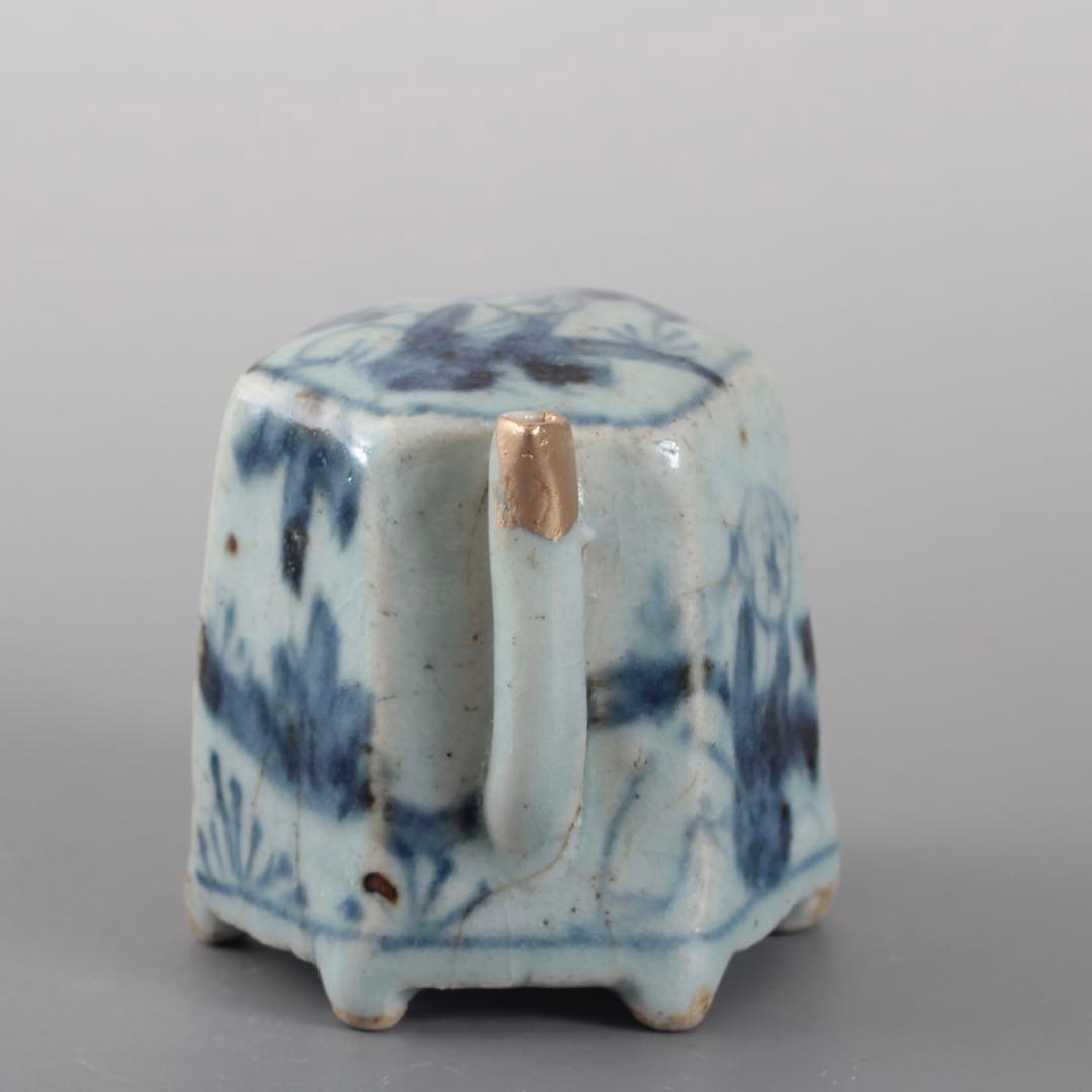 青花 六角 面取 水滴 清朝期 中国美術 古美術 文具 古道具 アンティーク