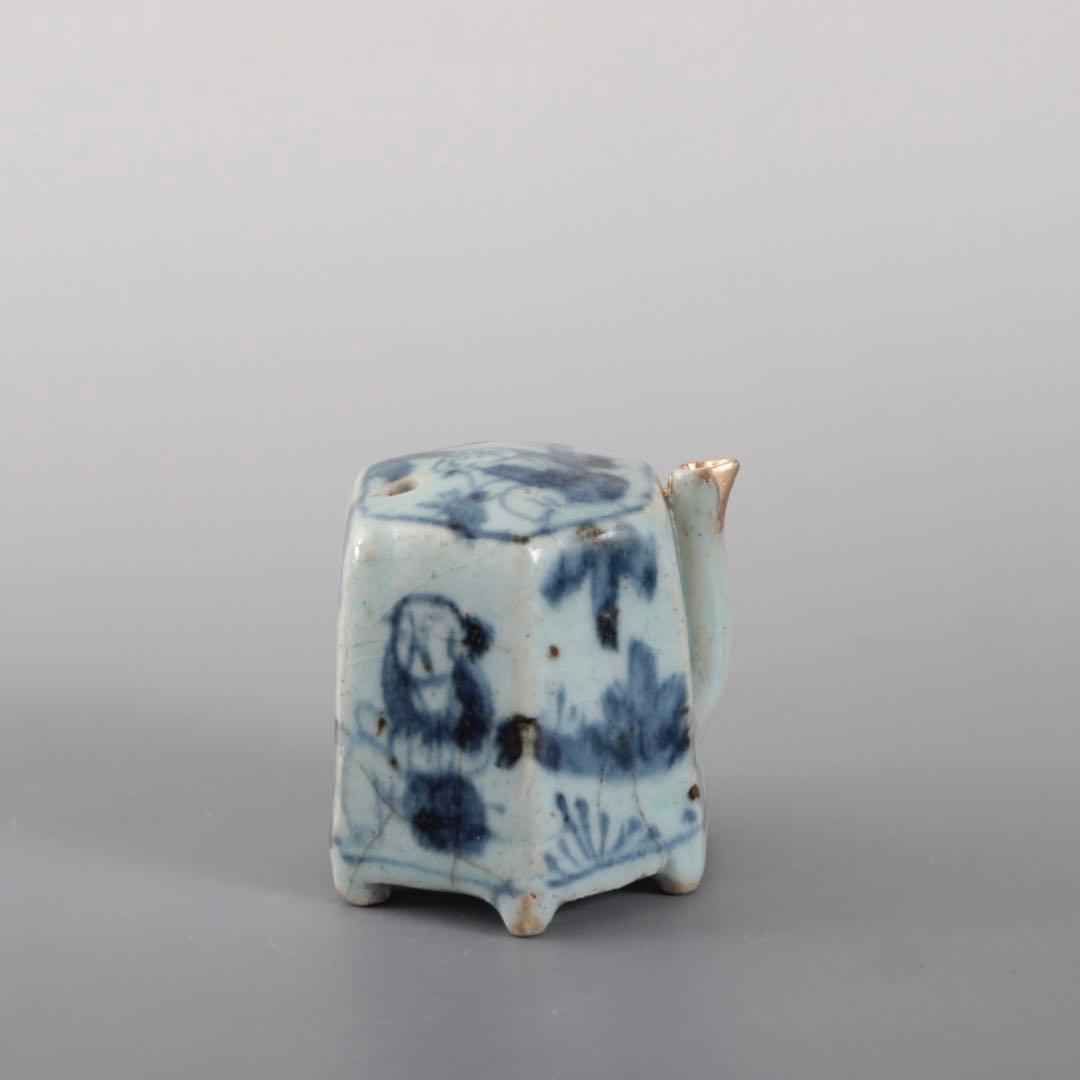 青花 六角 面取 水滴 清朝期 中国美術 古美術 文具 古道具 アンティーク