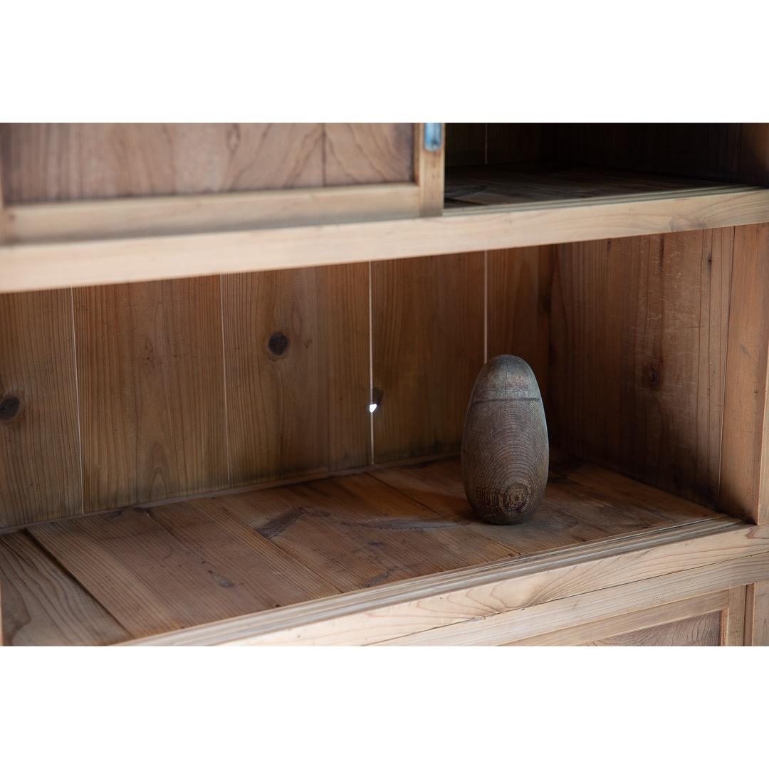 木製戸棚 古家具 2段重ね 収納棚 食器棚 幅890奥410高1210 送料込