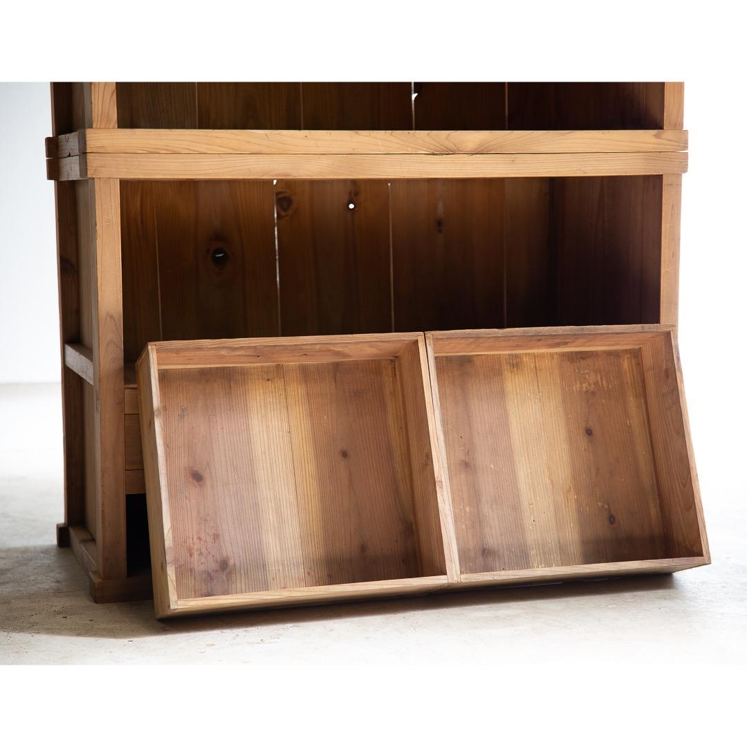 木製戸棚 古家具 2段重ね 収納棚 食器棚 幅890奥410高1210 送料込