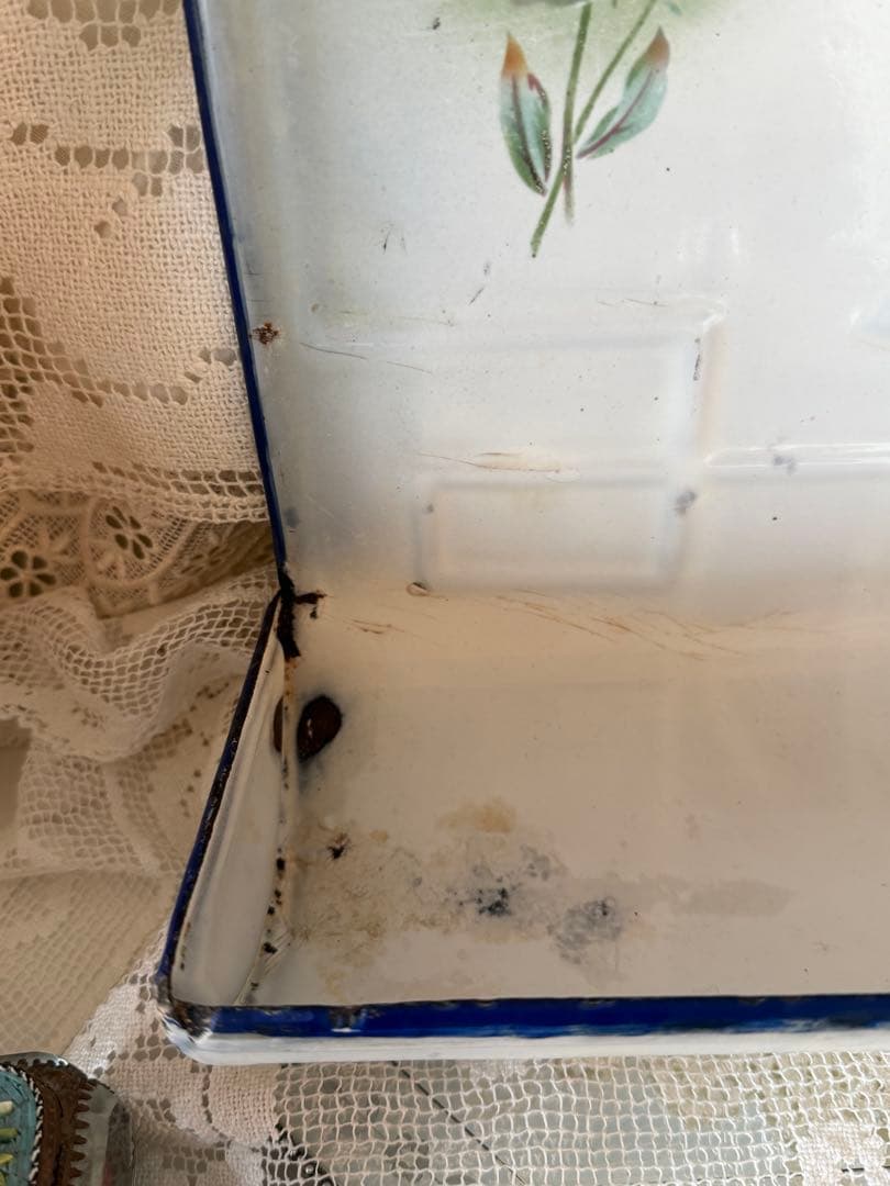 フランス　アンティーク　JAPYホーロー　 レードルラック　薔薇とパンジー