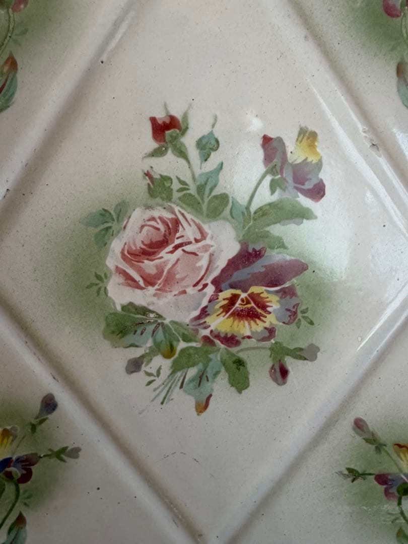 フランス　アンティーク　JAPYホーロー　 レードルラック　薔薇とパンジー