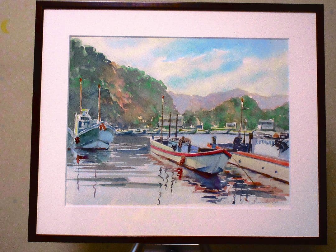 金田漁港(水彩画 額装済み)