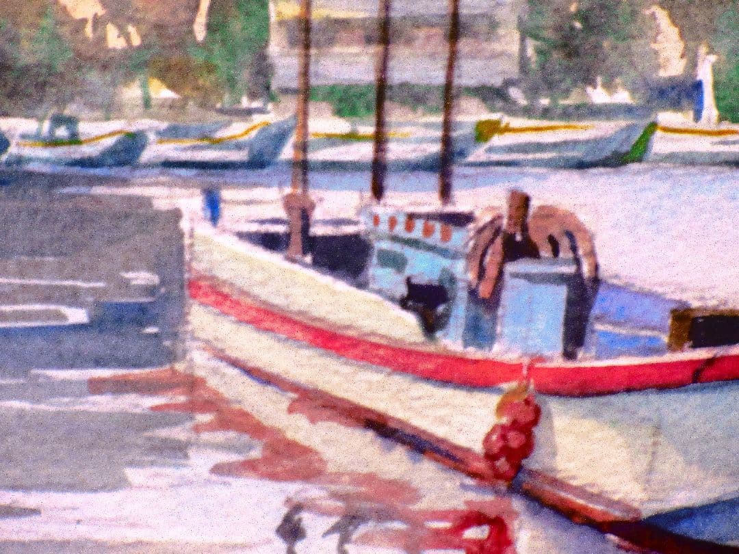 金田漁港(水彩画 額装済み)