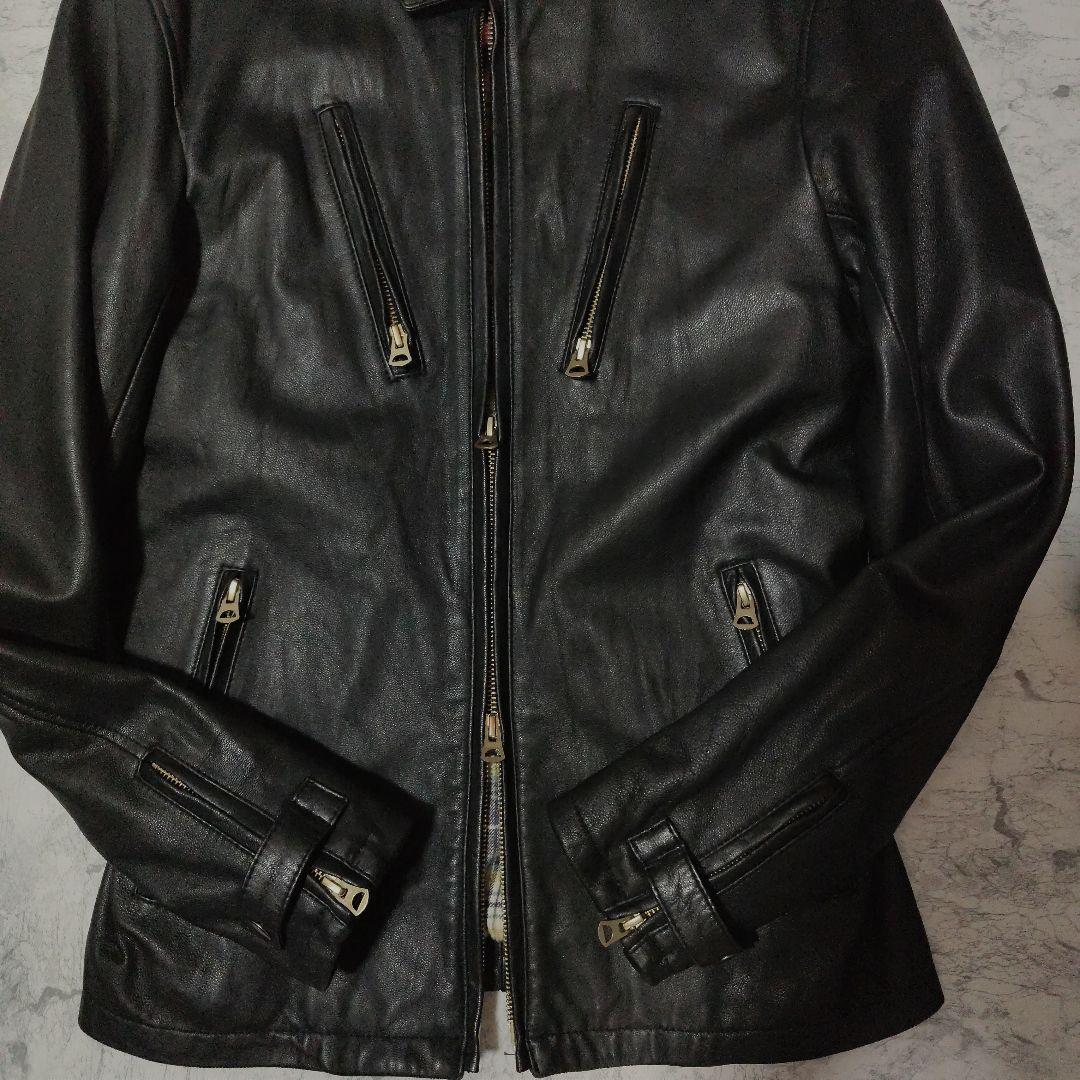 超美品　R.NEWBOLD　黒ゴートレザー（山羊革）シングルライダースジャケット