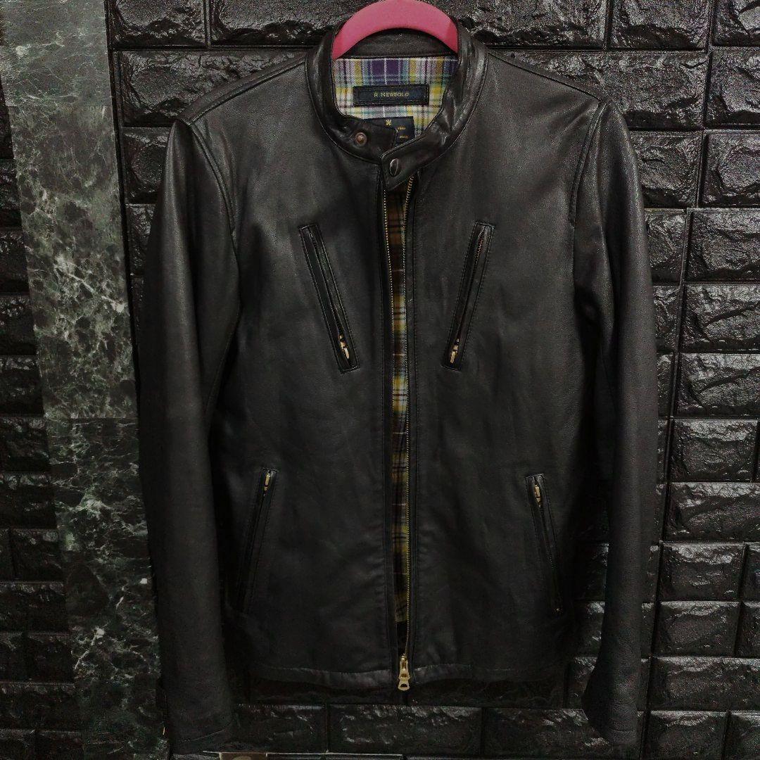 超美品　R.NEWBOLD　黒ゴートレザー（山羊革）シングルライダースジャケット