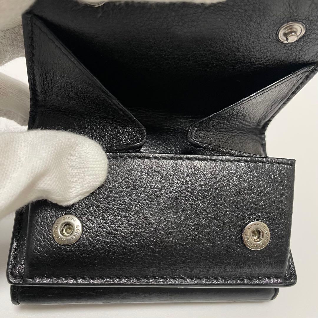SAINT LAURENTブラック YSL財布 ミニ財布 三つ折り財布 美品