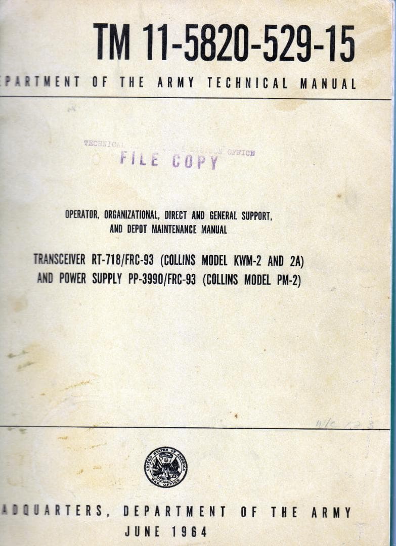 米軍TM11-5820-529-15 無線機器技術マニアル