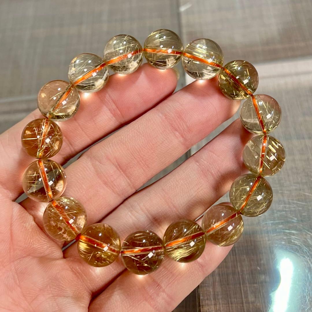 無着色の針　ゴールドルチルブレスレット　ルチルクォーツ　9-12