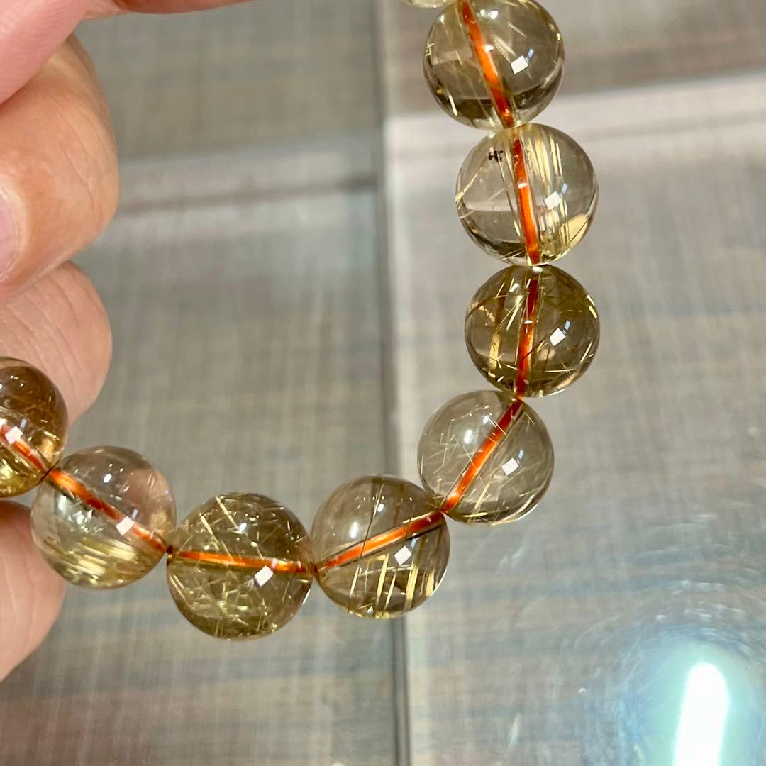 無着色の針　ゴールドルチルブレスレット　ルチルクォーツ　9-12