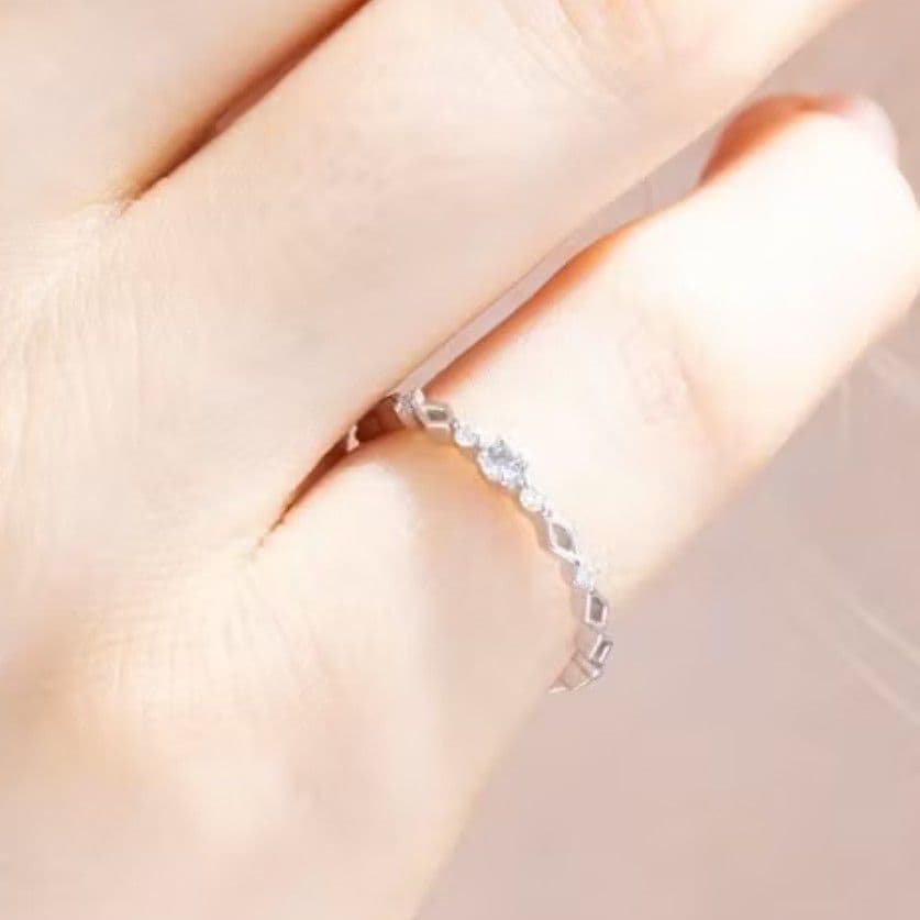 4℃　K10 WG　アクアマリン　ダイヤモンド　透かし　ピンキー　リング　1号