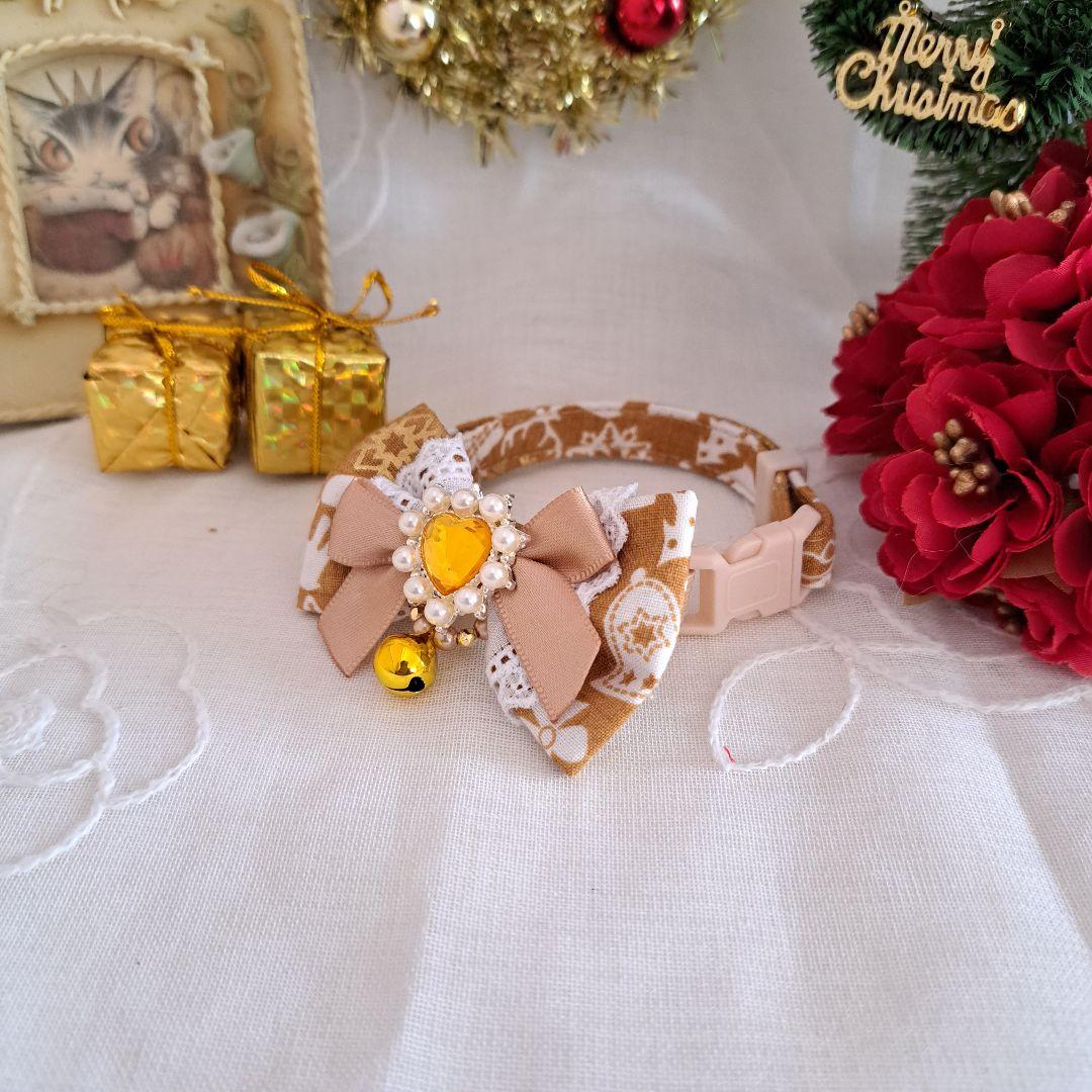 クリスマスシリーズ(金色)わんちゃん猫ちゃん用首輪