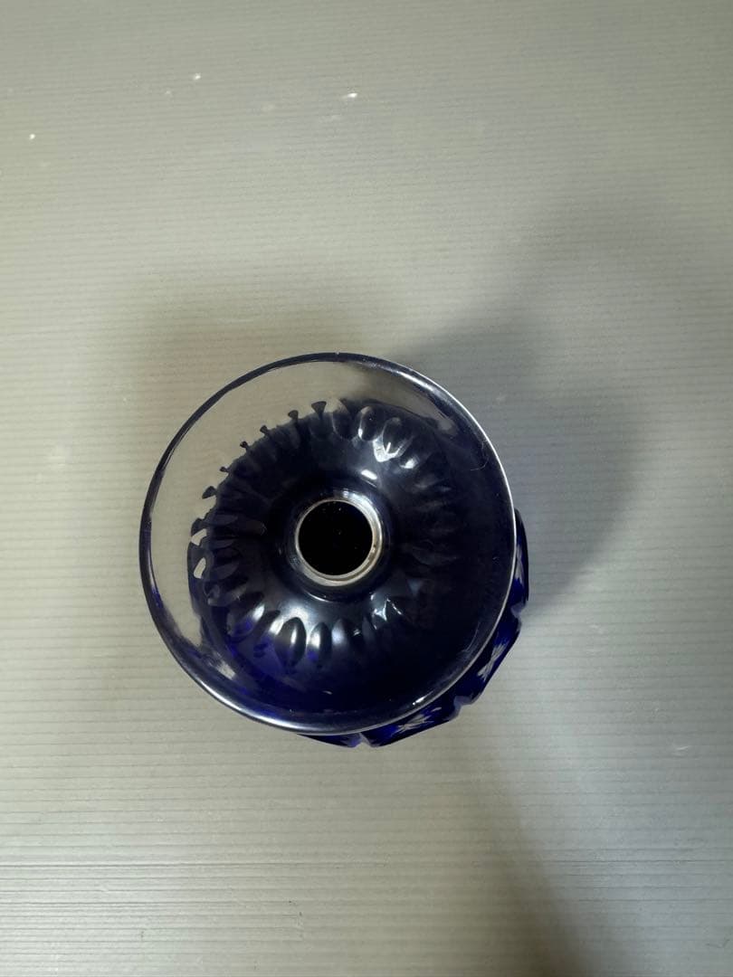 2260 ワイングラス　瑠璃色　切子　未使用