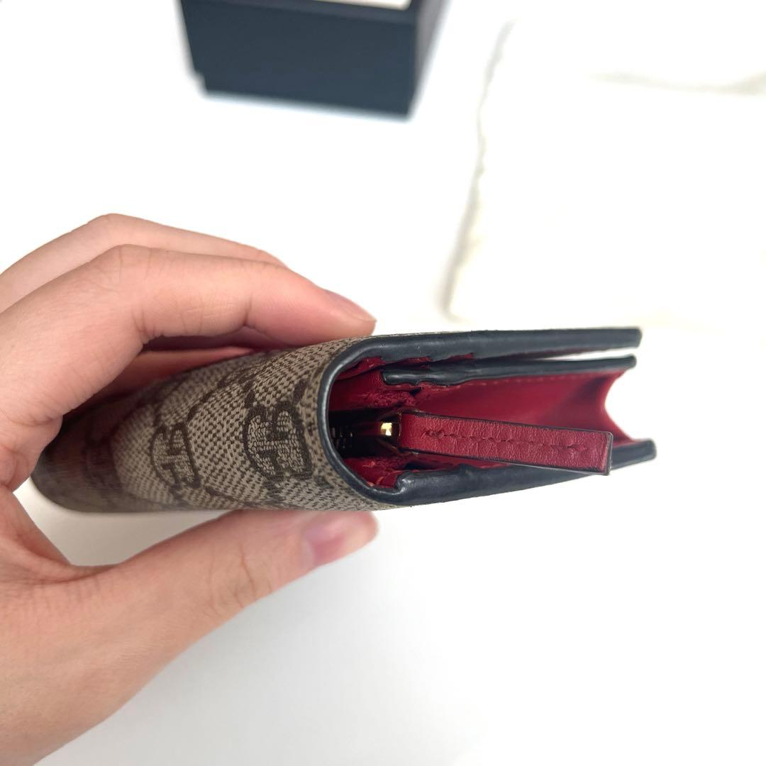 GUCCI GGスプリームミスティックキャット 折りたたみ財布二つ折り猫箱袋付き