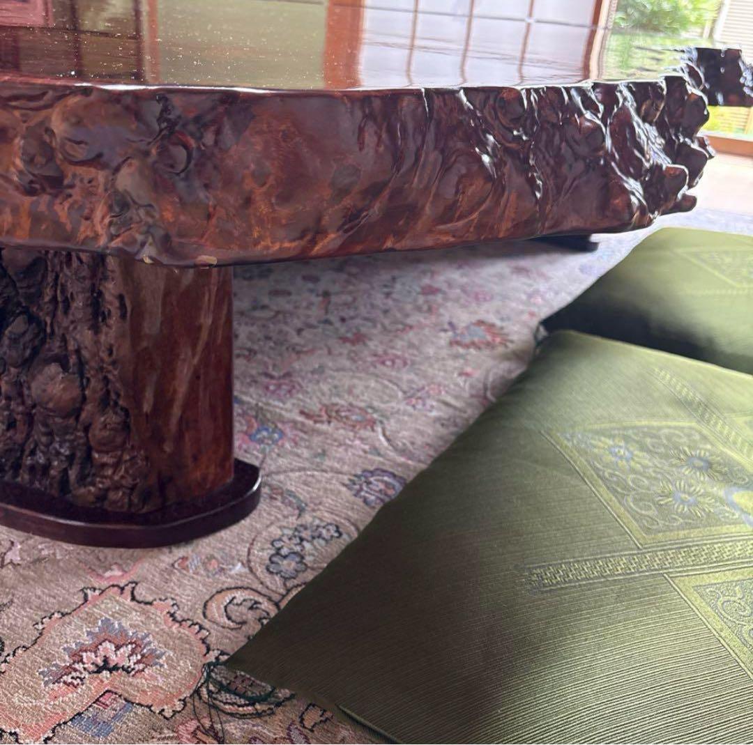 木製 不規則形座卓 大きめオーバルテーブル 極厚天板