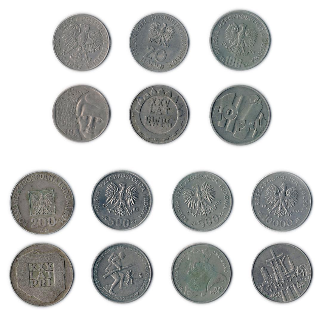 ポーランド 旧貨幣 10 20 100 200 500 10000 ズロチセット