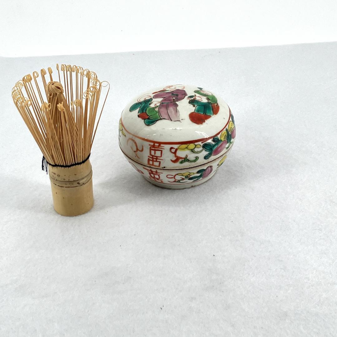 時代物　清朝　粉彩人物図　香合　香道具　茶道具　中国美術　骨董