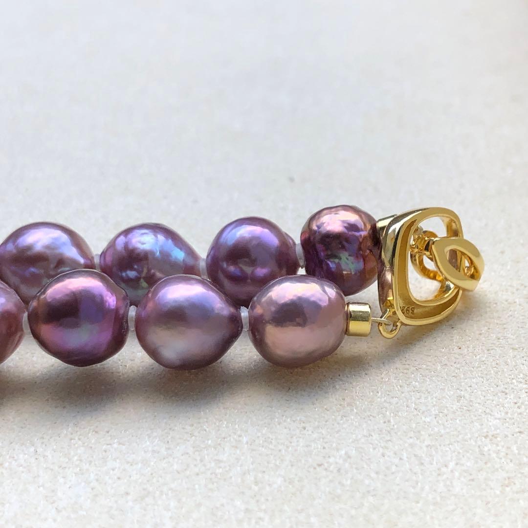 本真珠淡水バロックパール　メタリック紫系　s925ネックレスBEN421