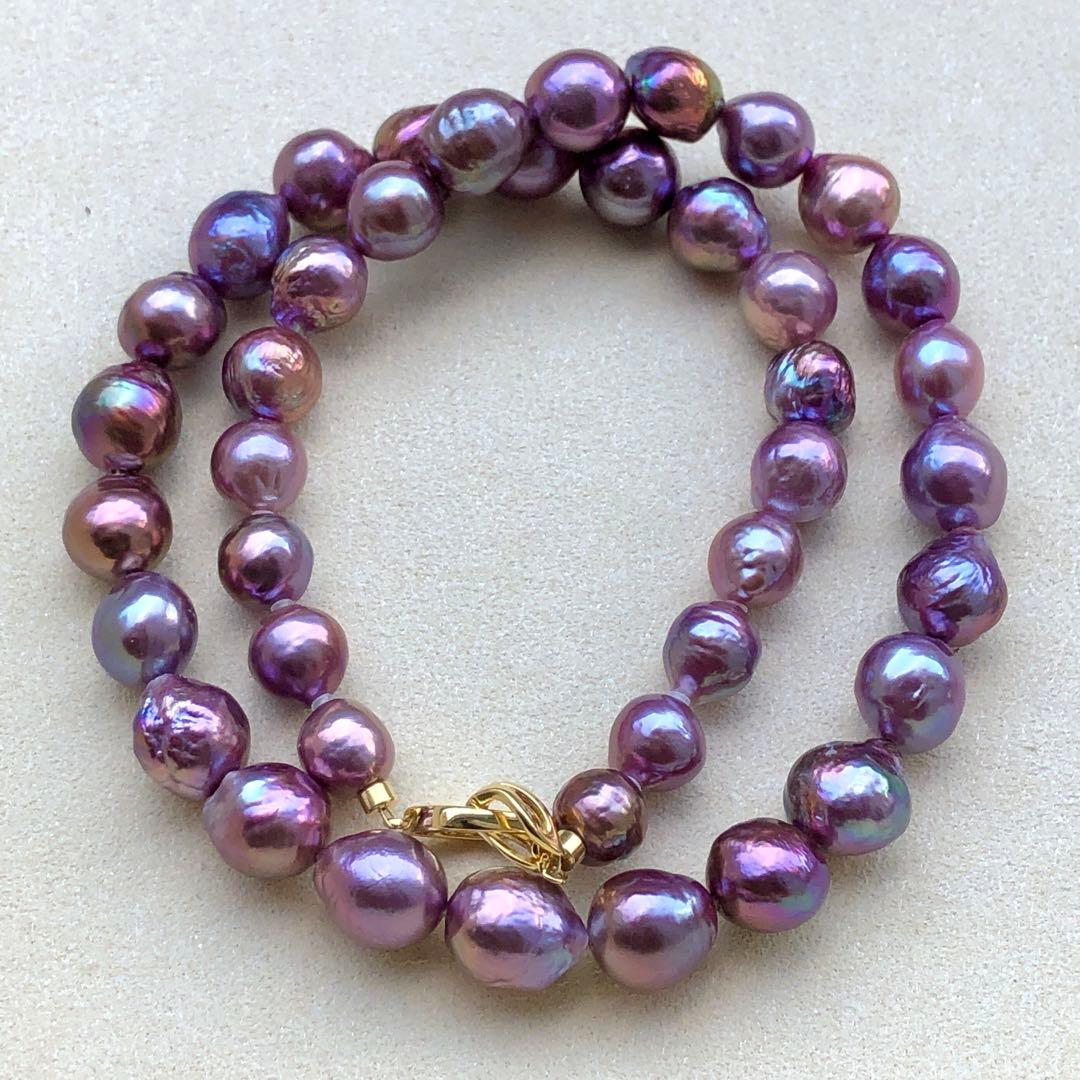 本真珠淡水バロックパール　メタリック紫系　s925ネックレスBEN421