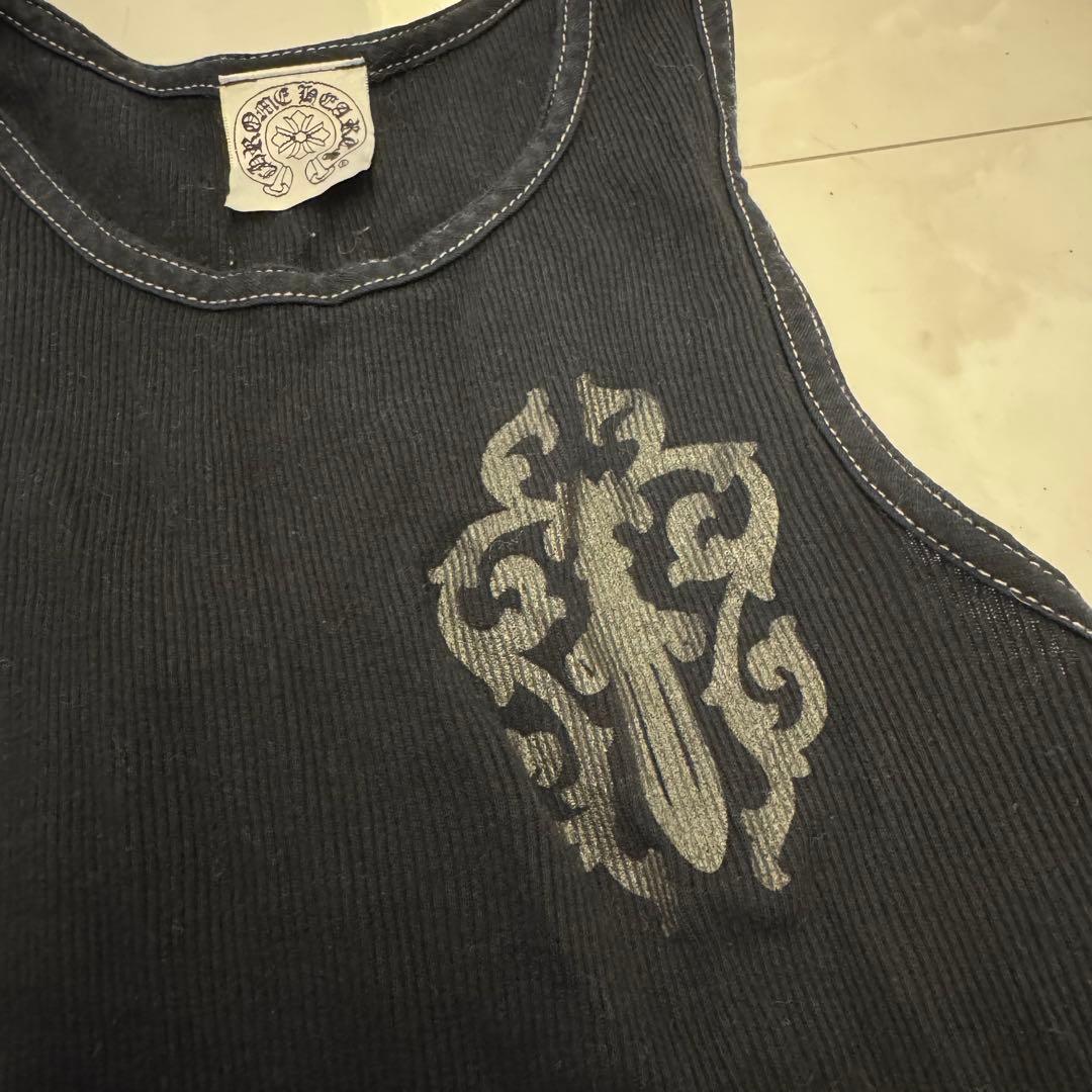本物保証★クロムハーツ★メンズタンクトップ★バック&両サイドロゴ★白ステッチM