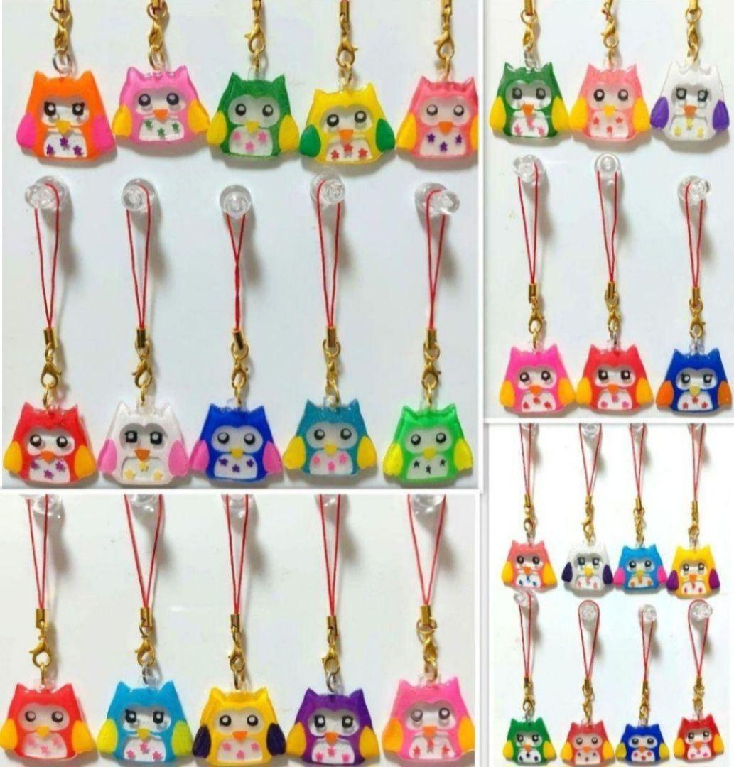 30個セットです⭐⭐ふくろうさん　レジン　ストラップ　カラフル　ハンドメイド