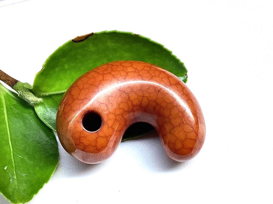 レア‼️30年前の台湾*上肯製【龍紋天珠勾玉】　本物ジャスパー鑑定機関鑑別書取得品