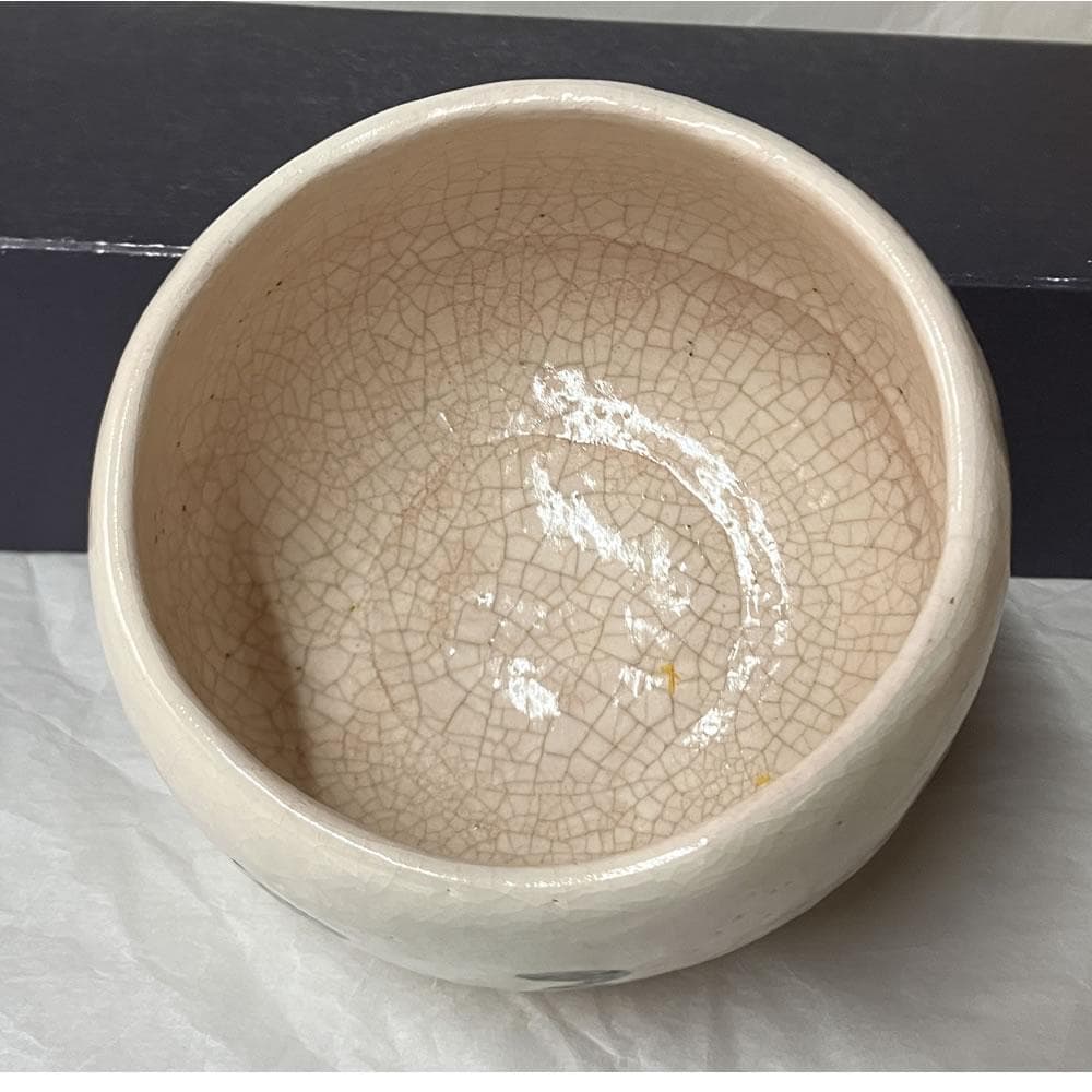 F1438 吉村楽入 白楽 茶碗 共箱 兼中斎宗匠 画 抹茶碗 茶道具