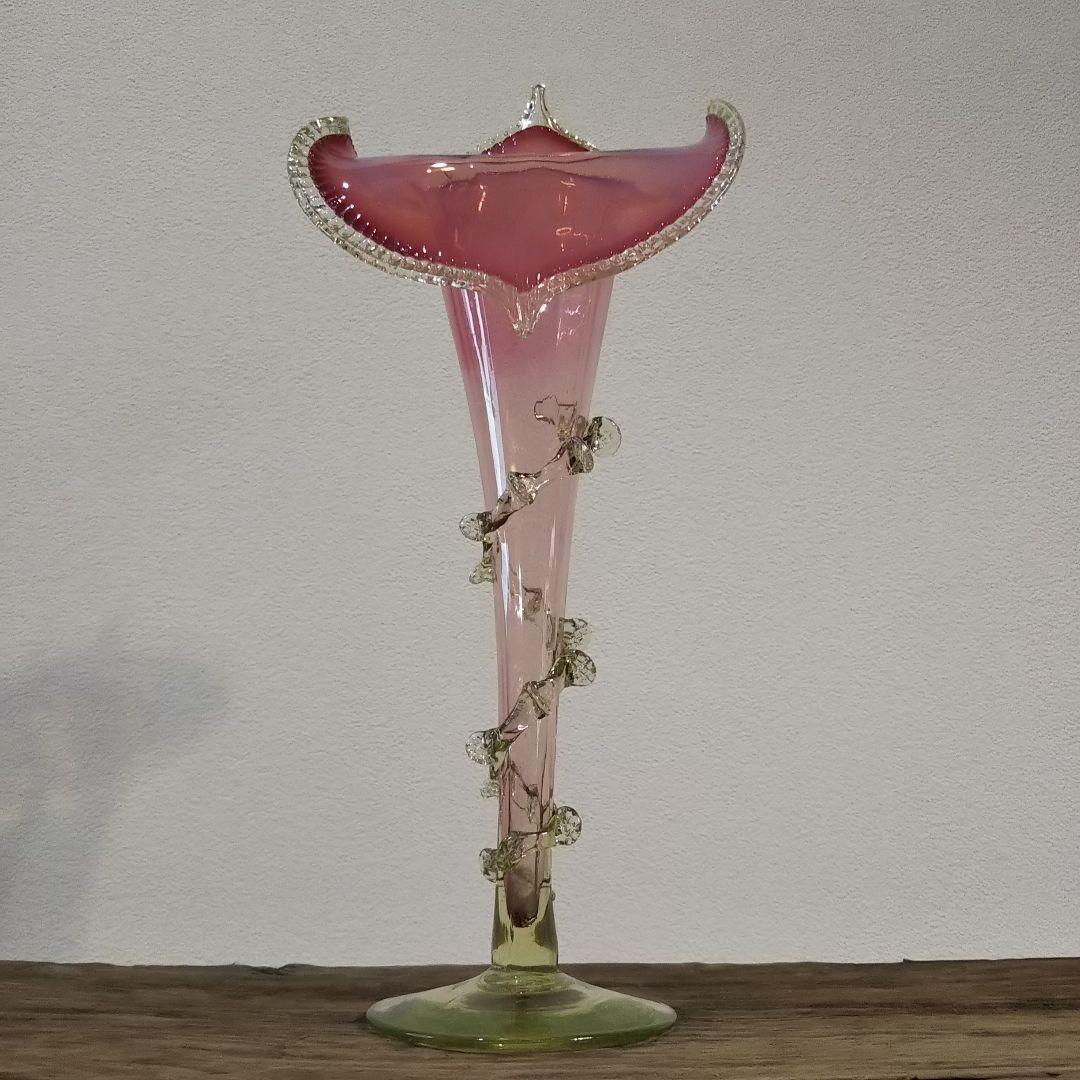 ガラス 西洋アンティークバセロン花器